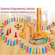 Detailed information about the product Excavator Automatic Electric Glowing Domino Brick Laying Train Toy Child Construction Engineering Vehicle Set