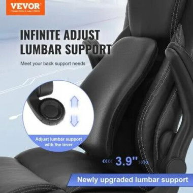 Executive Office Chair with Cutting-edge Adjustable Lumbar Support, High Back PU Leather Office Chair Ergonomic, with Padded Flip-up Arms