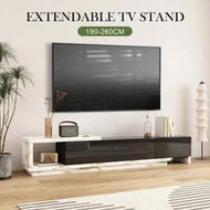 Detailed information about the product Extendable TV Stand Unit Storage Cabinet Entertainment Centre Console Table Bench 3 Drawers Walnut and White