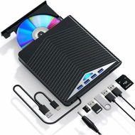 Detailed information about the product External CD DVD Drive 7 in 1 CD/DVD Burner USB 3.0 with 4 USB Ports and 2 TF/SD Card Slots Optical Disk Drive for Laptop Mac, Compatible with PC Windows /10/8/7 Linux OS