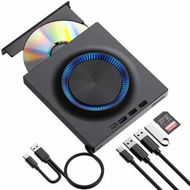 Detailed information about the product External CD DVD Drive USB 3.0 USB-C Hub SD Card Slot Portable CD DVD ROM RW Disk Player Burner Reader Writer for Laptop Mac PC Windows Linux