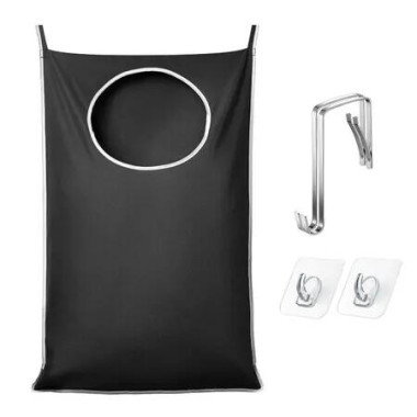 Extra Large Hanging Laundry Hamper with 2 Hook,22x35inch Over the Door Storage Bag for Dirty Clothes,Blankets & Toys,Space-Saving Laundry Bag Black