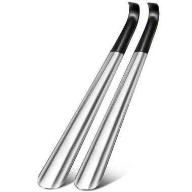 Extra Long Shoe Horn Handle 16.5In Metal Straight Shoehorn Set Elderly Seniors Boots Spoon Men Women Kids 2 Pcs