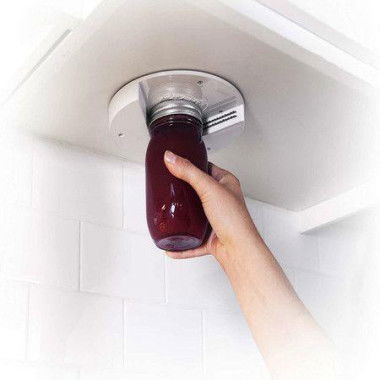 EZ Off Jar Opener - Under Cabinet Jar Lid & Bottle Opener - Great For Seniors & Weak Or Arthritic Hands.