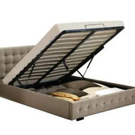 Detailed information about the product Fabric Bed Frame Double Gas Lift Double Beige