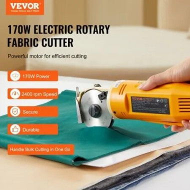 Fabric Cutter, 170W Electric Rotary Fabric Cutting Machine, 1' Cutting Thickness, Octagonal Knife, with Replacement Blade and Sharpening Stones, for Multi-Layer Cloth Fabric Leather