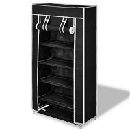 Detailed information about the product Fabric Shoe Cabinet With Cover 58 X 28 X 106 Cm Black