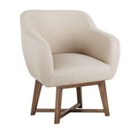 Detailed information about the product Fabric Tub Lounge Armchair With Criss-cross Base - Beige