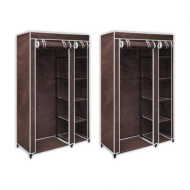 Fabric Wardrobes 2 Pcs Brown