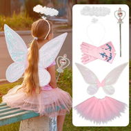 Detailed information about the product Fairy Wings Butterfly Wings For Girls Angel Wings Costumes For Cosplay Party With Skirt Crown Fairy Wand TUTU GLOVES Set