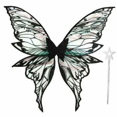 Fairy Wings for Women 80x75cm Fairy Costume Set Large Butterfly Wings for Halloween Party,Black