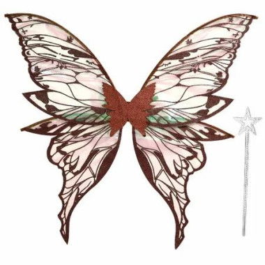 Fairy Wings for Women 80x75cm Fairy Costume Set Large Butterfly Wings for Halloween Party,Brown