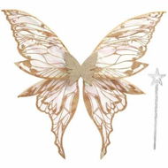 Detailed information about the product Fairy Wings for Women 80x75cm Fairy Costume Set Large Butterfly Wings for Halloween Party,Gold