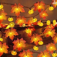 Detailed information about the product Fall Pumpkin Garland Lights, Fall Decorations Realistic Larger Maple Leafed String Light, 1Pcs