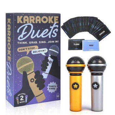Family Karaoke Board Game with 2 Mics, 2 Singers, Hilarious Singing and Chaos, Music Trivia Card Game Party Game for Men Women, Families and Game Night
