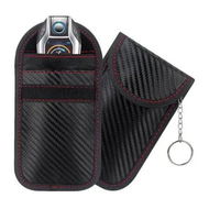 Detailed information about the product Faraday Bag Key Fob 2 Piece 12.5x8cm RFID Signal Blocking Anti Theft Pouch Hacking Case Protector Carbon Fiber Security