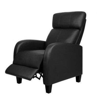 Faux Leather Armchair Recliner - Black