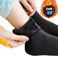 Detailed information about the product Female Winter Fleece Thick Warm Socks Soft Boots Sleeping Socks Black (2 Pairs)