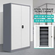 Detailed information about the product Filing Cabinet Steel Lockable Storage Cupboard With 4 Adjustable Shelves - Dark Gray And White.