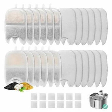 Filters Replacement 12PCS Sponges 4L Wireless Cat Dog Water Fountain Triple Filtration System Pet Hydration Purifier