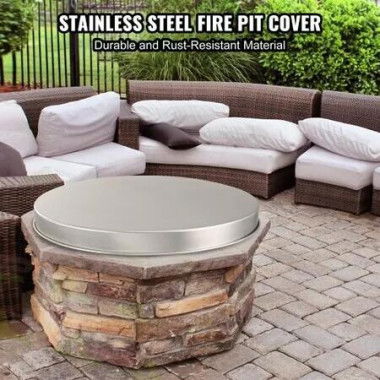 Fire Pit Cover Lid, 27' Portable Firepit Spark Screen,Stainless Steel Steel Metal Cover, Easy-Opening Outdoor Wood Burning and Camping Stove Accessory, for Outdoor Patio Fire Pits Backyard