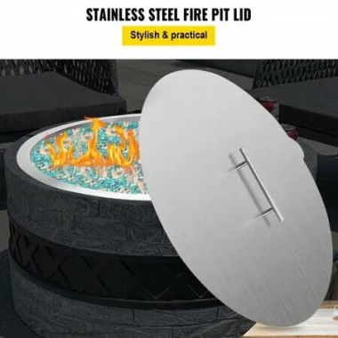 Fire Pit Lid Round 20 Inch Fire Pit Ring Lid 1.5 mm Thick 304 Stainless Steel Fire Pit Burner Cover for Round Patio Fire Pit