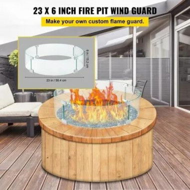 Fire Pit Wind Guard, Glass Flame Guard, Round Glass Shield, 1/4-Inch Thick Fire Table, Clear Tempered Glass Flame Guard, Aluminum Alloy Feet for Propane, Gas, Outdoor (23 x 23 x 6 Inch)