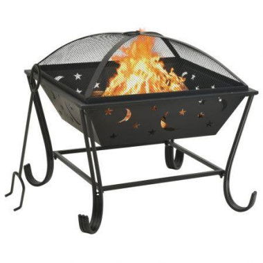 Fire Pit With Poker 62 Cm XXL Steel