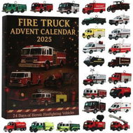 Detailed information about the product Fire Truck Advent Calendar 2025 with 2D Acrylic Pendant Hanging Ornaments, 24 Days Countdown Advent Calendars Christmas Gift