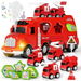 Fire Truck Toy Cars with Spray Sound Light,5 in 1 Fire Carrier Toy Trucks 4 Small Rescue Cars Christmas Gifts for Ages 3+ Boys Girls. Available at Crazy Sales for $29.99