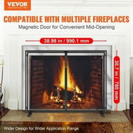 Detailed information about the product Fireplace Screen 1 Panel with Door Sturdy Iron Mesh Fireplace Screen 990(L) x780(H)MM Spark Guard Cover Simple Installation Free Standing Fire Fence Grate