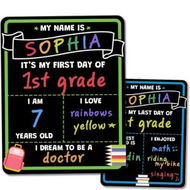 Detailed information about the product First Day of School Chalkboard,Reusable Back to School Sign, 35 x 28 cm Beautiful Double Sized First Day of School Board,Paper Preschool Signs,2 Pack