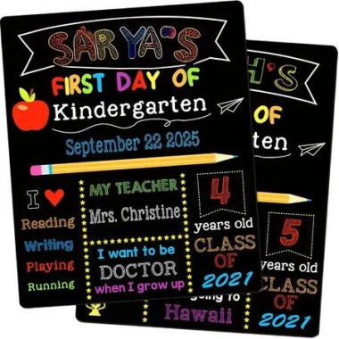 First Last Day School Sign Board Double Sided Reusable Chalkboard Preschool Kindergarten Back to School Keeper Erasable Surface Christmas Gift
