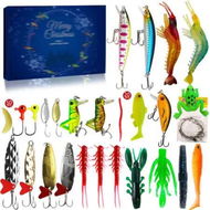 Detailed information about the product Fishing Advent Calendar 2024, 24 Days of Christmas Countdown Calendar with Fishing Lures Set for Fisher Men Teen Boys, Blue