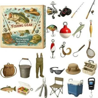 Fishing Advent Calendar Christmas Countdown Calendars 24-Day Christmas Advent Calendar Surprises 2D Ornaments For Christmas Decorations Gifts