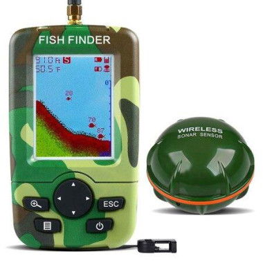 Fishing Fish Finders Alarm Portable Echo Sounder Wireless Fish Finder LCD Sonar Sensor Depth Locator Alarm with Sonar Sensor for Lake Sea Angling