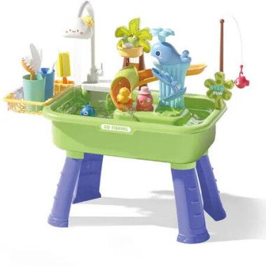 Fishing Game Water Table Kids Fun play Sink Electric Pool Toys Children Role Pond Outdoor Backyard Activity Green