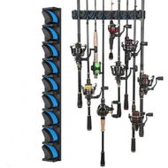 Detailed information about the product Fishing Rod Rack Wall Mounted Vertical Holder 9 Rods Combos Garage Storage Pole Organiser Space Saving Accessories