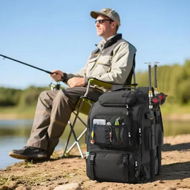 Detailed information about the product Fishing Tackle Backpack Sling Shoulder Bag 40L Large Water Resistant Outdoor Travel Tactical Hiking Gear Storage Fisherman Rod Reel Equipment Holder