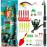 Detailed information about the product Fishing Tackle Set Telescopic Fishing Rod and Spinning Reel Kit, Saltwater Freshwater Fishing Rod Kit (Green)