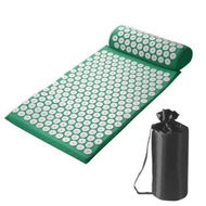 Detailed information about the product Fitness Acupressure Mat and Pillow Set, Relieving Back and Neck Pressure, Acupuncture Point Massage Mat for Muscle Relaxation, Green