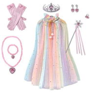 Detailed information about the product Five Color Frozen Princess Set Hand Necklace Crown Sequin Cloak Veil Perfect Dress Up