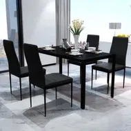 Detailed information about the product Five Piece Dining Table Set Black