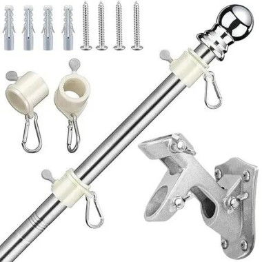 Flag Pole,Tangle Free Spinning Stainless Steel Rustproof Flagpole for 3x5 Sports Fan Outdoor Flags (Silver,1.83M)