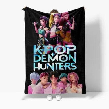 Flannel Blanket 100x130cm K-POP Demon Hunter Girls Print Warm Modern Nap Blanket Christmas Birthday Gift