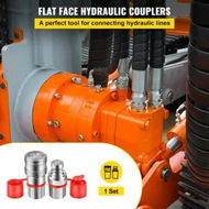 Detailed information about the product Flat Face Hydraulic Couplers Skid Steer Quick Coupling 1/2' Body 1/2' NPT