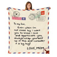 Detailed information about the product Fleece Blanket To My Son Letter Printed Quilts Dad Mom For Sons Air Mail Blanket Positive Encourage And Love Sons Flannel Blanket Gifts (50x60in)