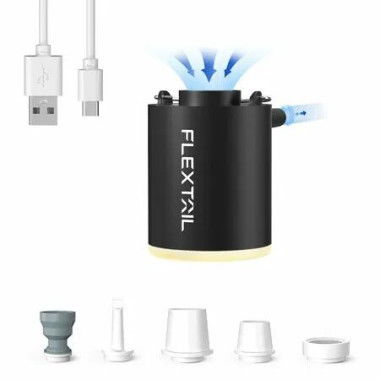 FLEXTAILGEAR Tiny Pump,Portable Air Pump USB Rechargeable Air Pump for Outdoor Adventures,Perfect for Sleeping Pads,Swim Rings,Air Pillows,Mattresses (Black)