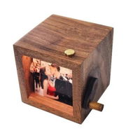 Detailed information about the product Flip Photo Box, Personalized Hand Crank Animation Machine with LED Light and Real Black Walnut Frame, Unique Custom Gift for Anniversary, Christmas