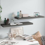 Detailed information about the product Floating Wall Shelves 2 Pcs High Gloss Grey 80x23.5x3.8 Cm MDF.